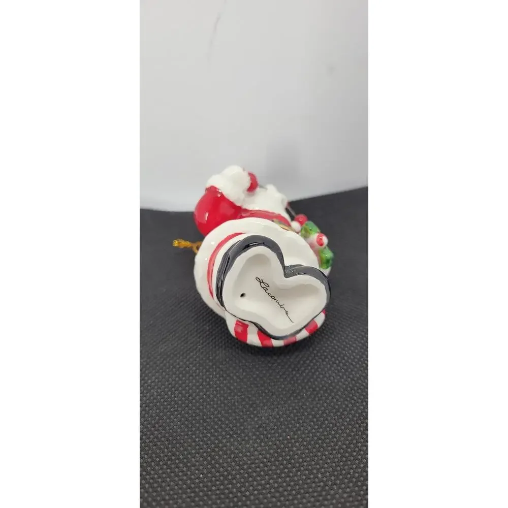Vintage 2002 Amy LaCombe WhimsiClay Santa Candy Cane Cat Christmas Ornament